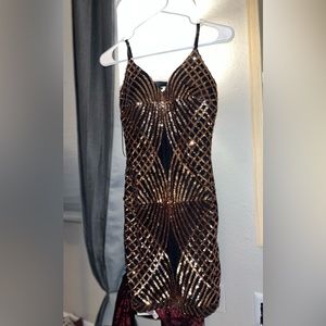 Mini black dress with gold sequins